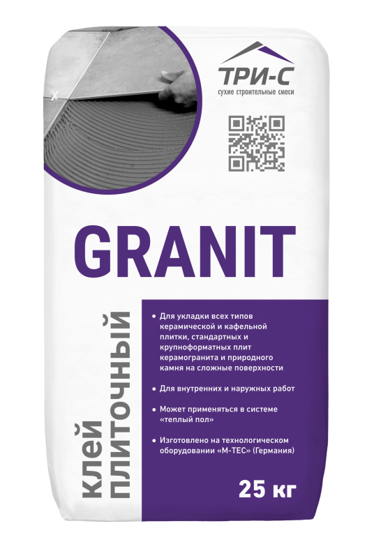 ТРИ-С "GRANIT" Клей плиточный  25 кг (60шт/упак)